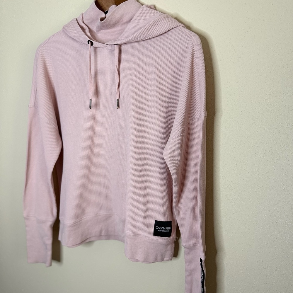 Calvin Klein Performance Blush Pink Waffle Knit Hoodie Large
